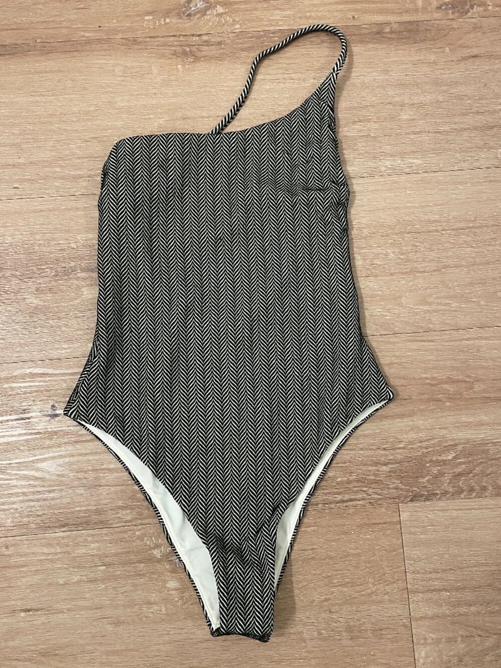 Zulu and Zephyr Black and White Herringbone One-Piece Swimsuit